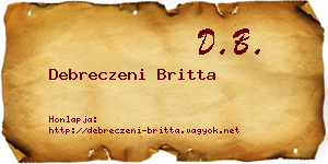 Debreczeni Britta névjegykártya